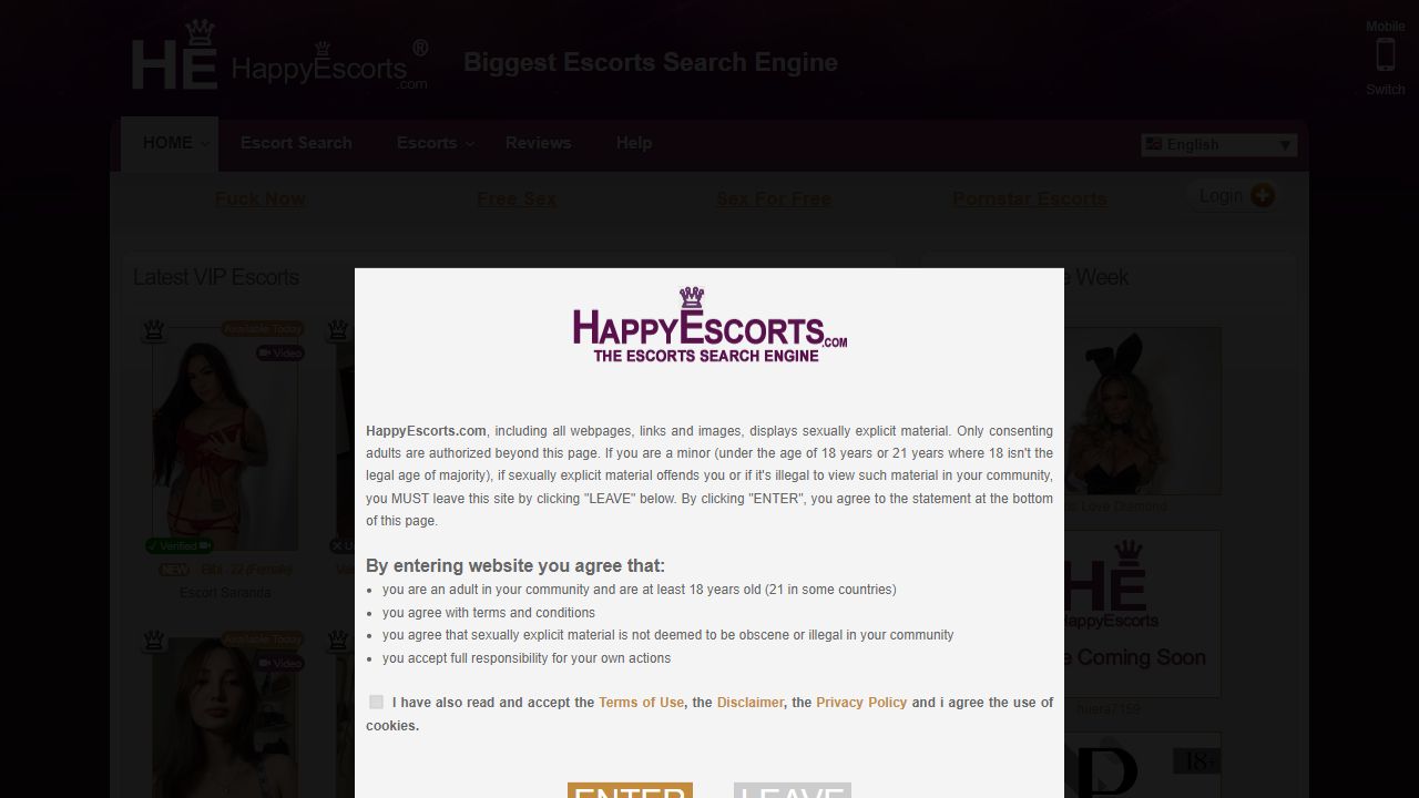 HappyEscorts 最新网站截图