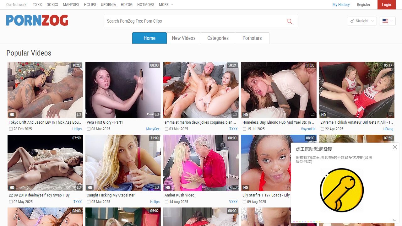 PornZog 最新网站截图